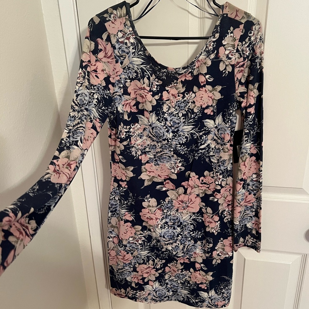 Guess Pink Bell Sleeve Bodycon Dress